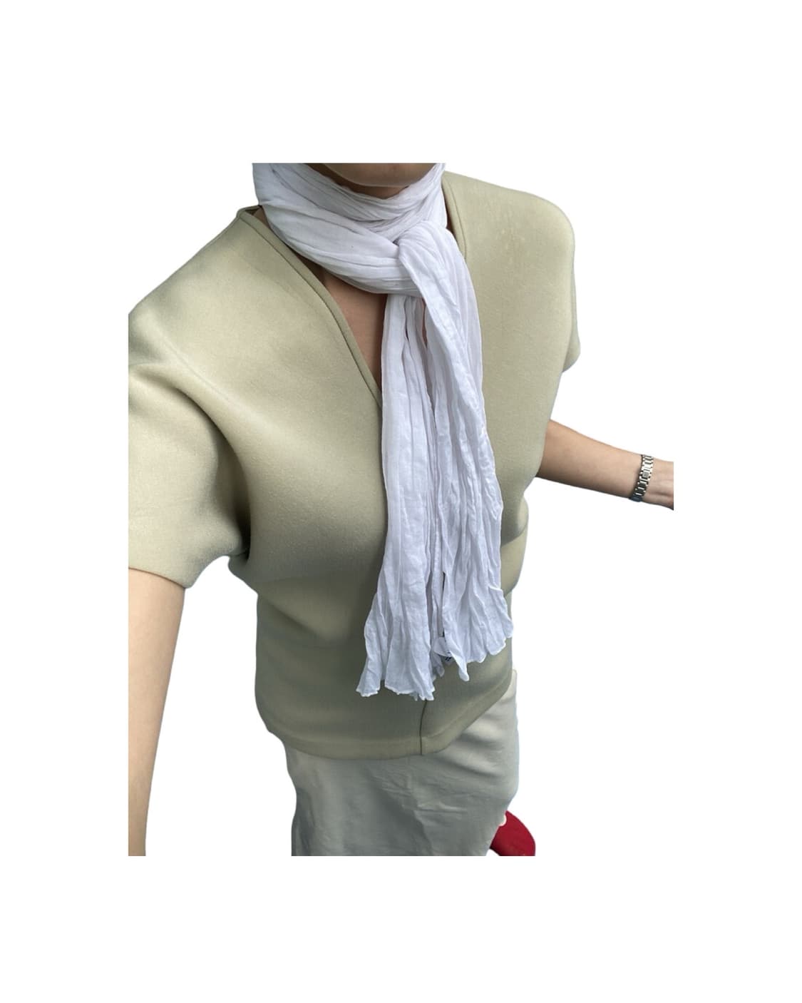 PKBY WRINKLE COTTON SCARF WHITE 상품이미지3