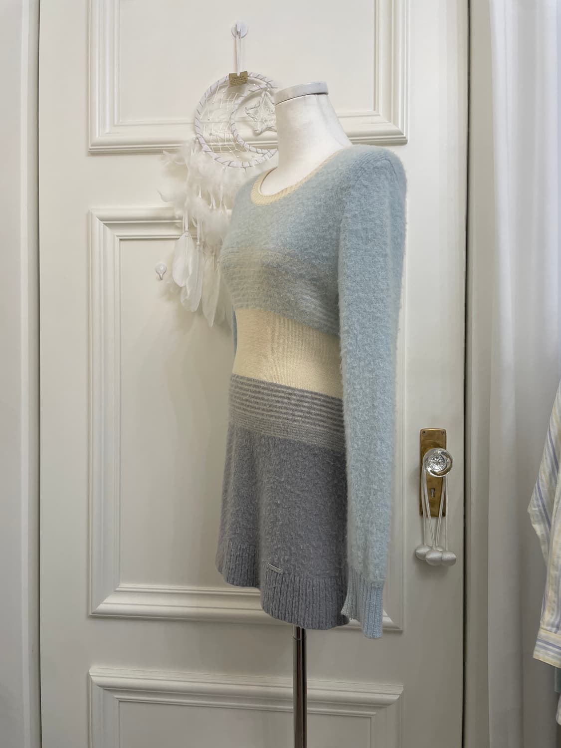 COURREGES mint gray wool sweater mini op 상품이미지2