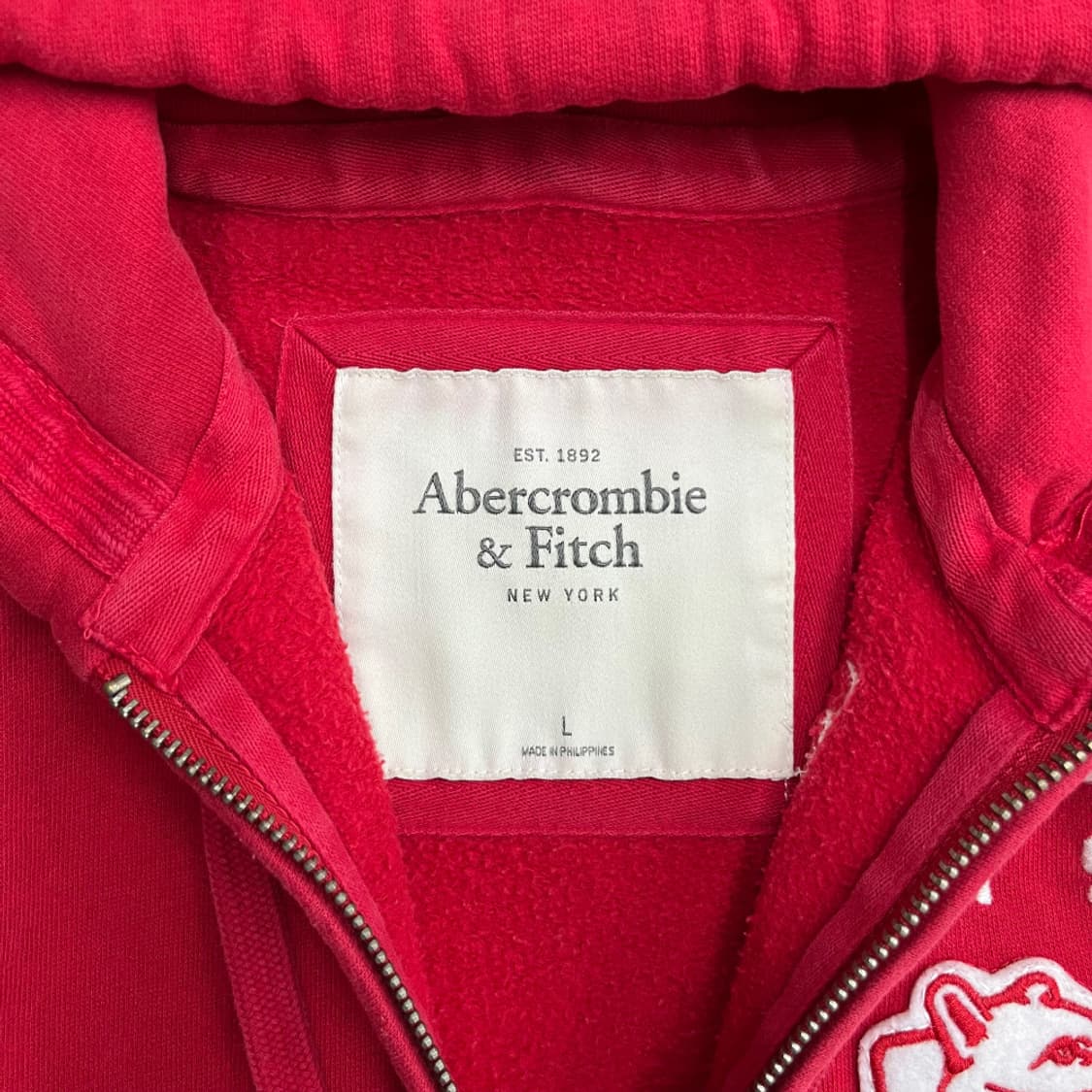 아베크롬비 패치로고 레드 후드집업 L 상품이미지5