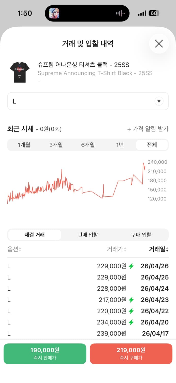 슈프림 어나운싱 티셔츠 블랙 25SS L 상품이미지2