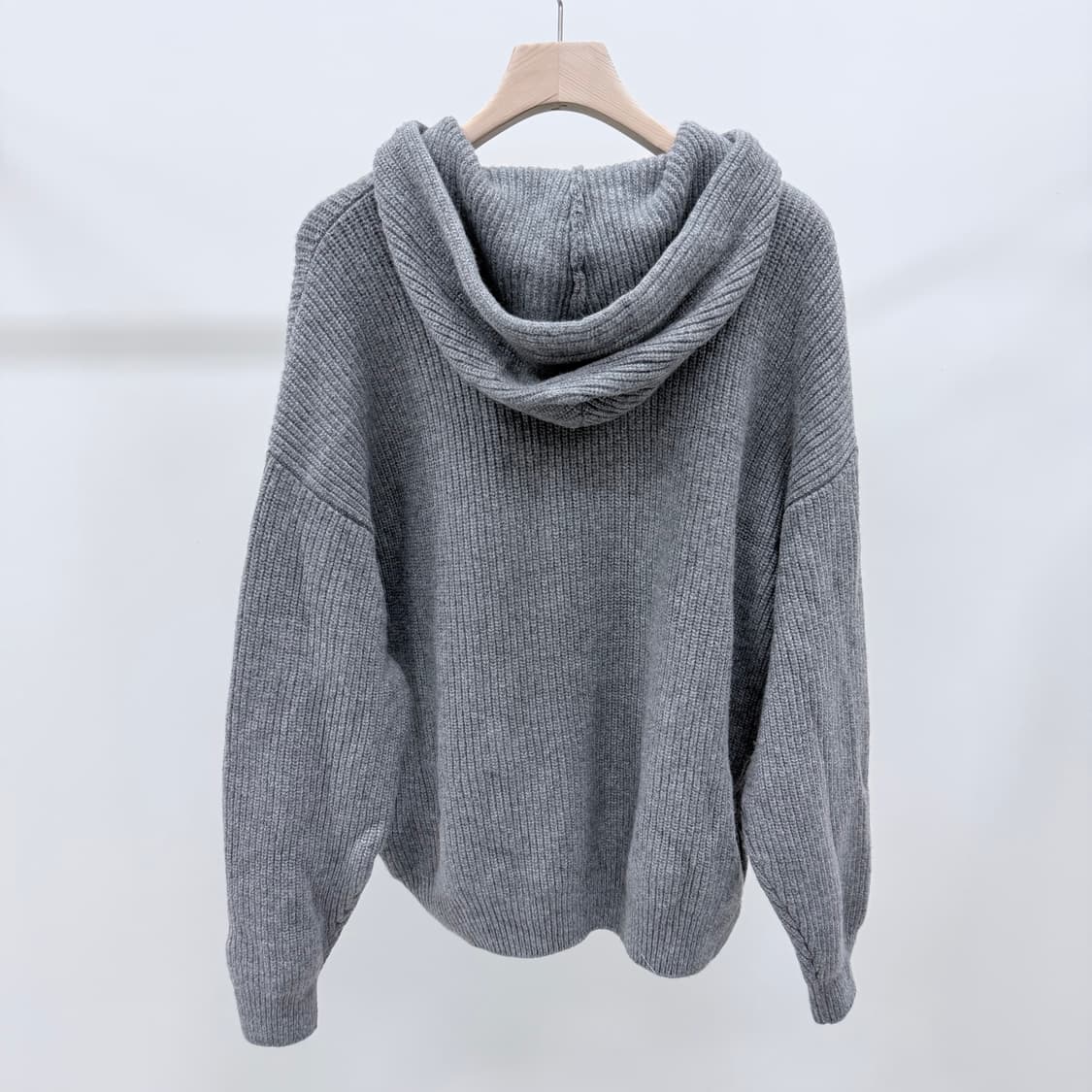 [S급/L] 셀린느 울 리브드 니트 후드티 그레이 상품이미지4