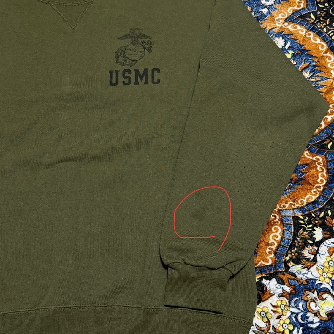 빈티지 90s 오리지널 USMC 올리브 소피 스웻셔츠 XL 상품이미지4