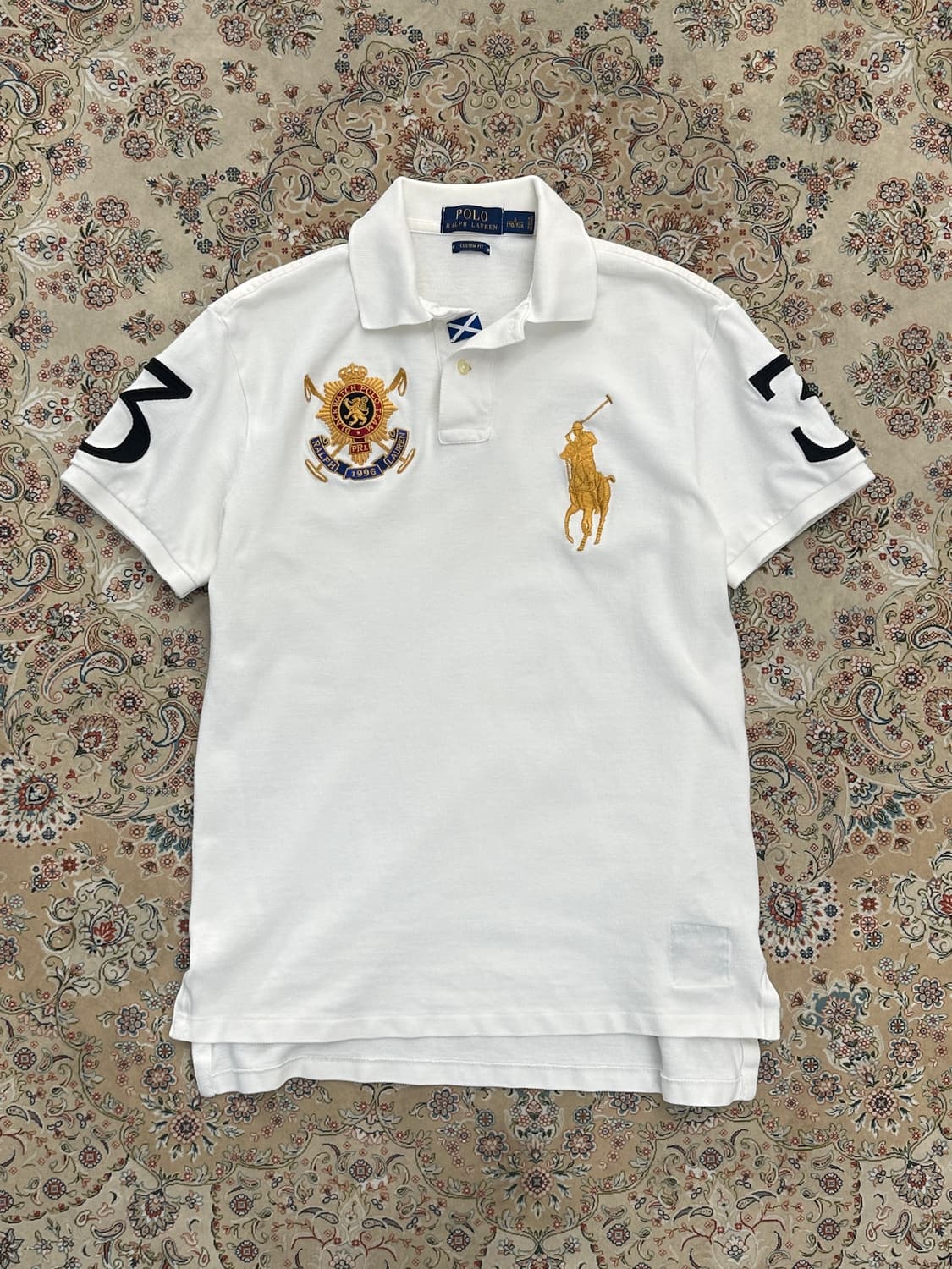 폴로 랄프로렌 블랙와치 화이트/골드 빅포니 카라티  상품이미지1