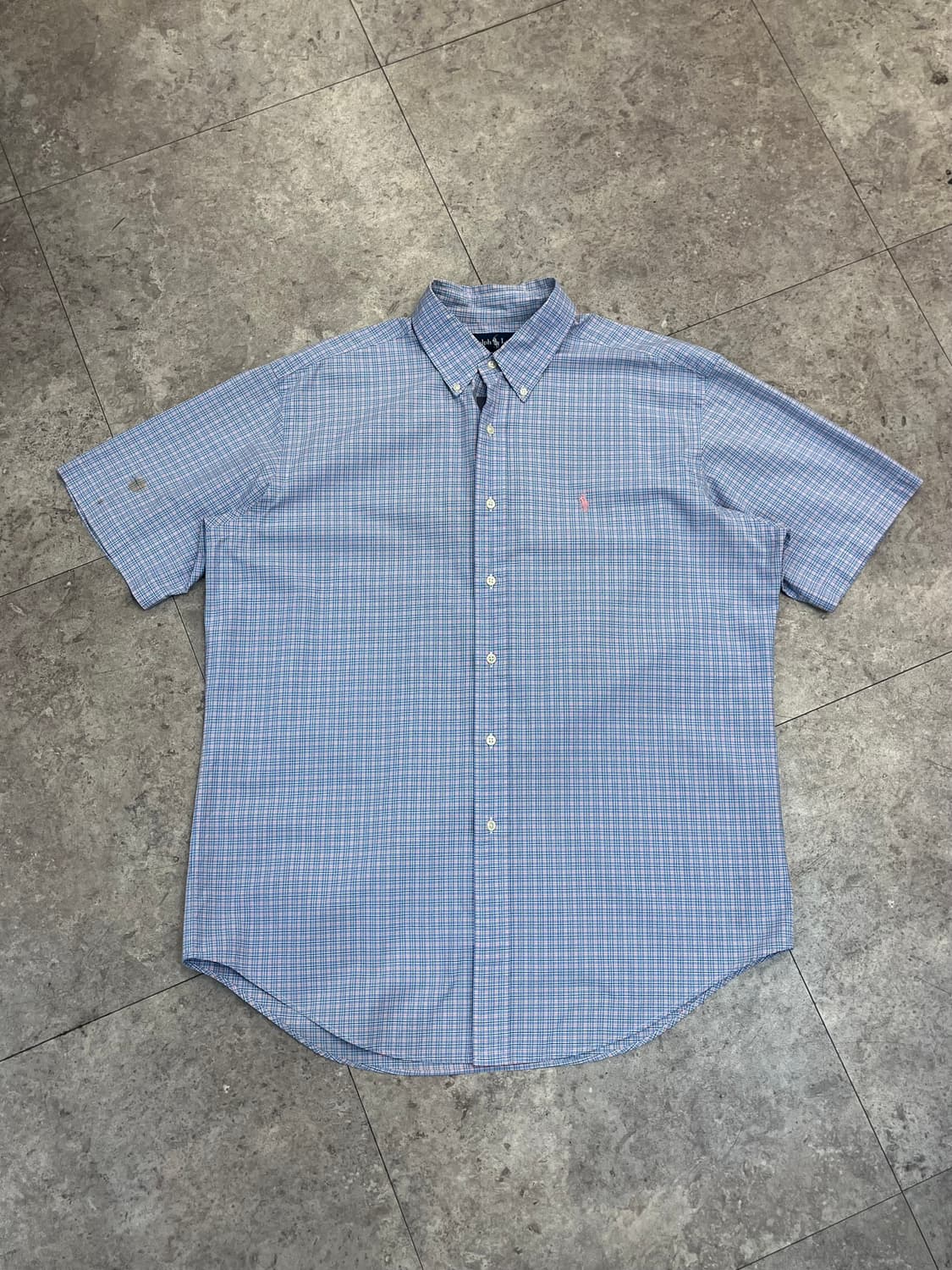 폴로 랄프로렌 체크 반팔 셔츠 퍼플 L #csz3350 상품이미지4