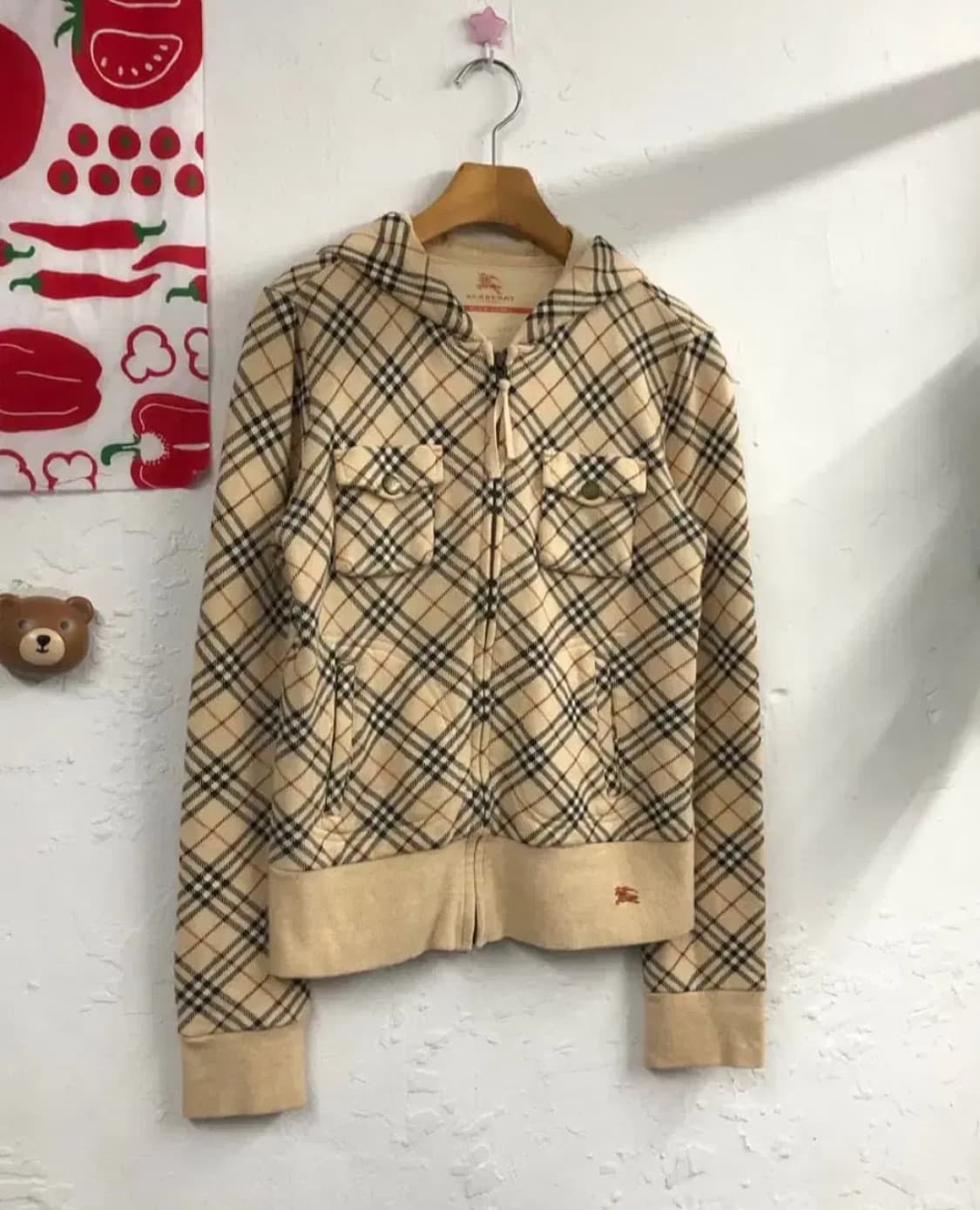 버버리 체크 후드집업 상품이미지1