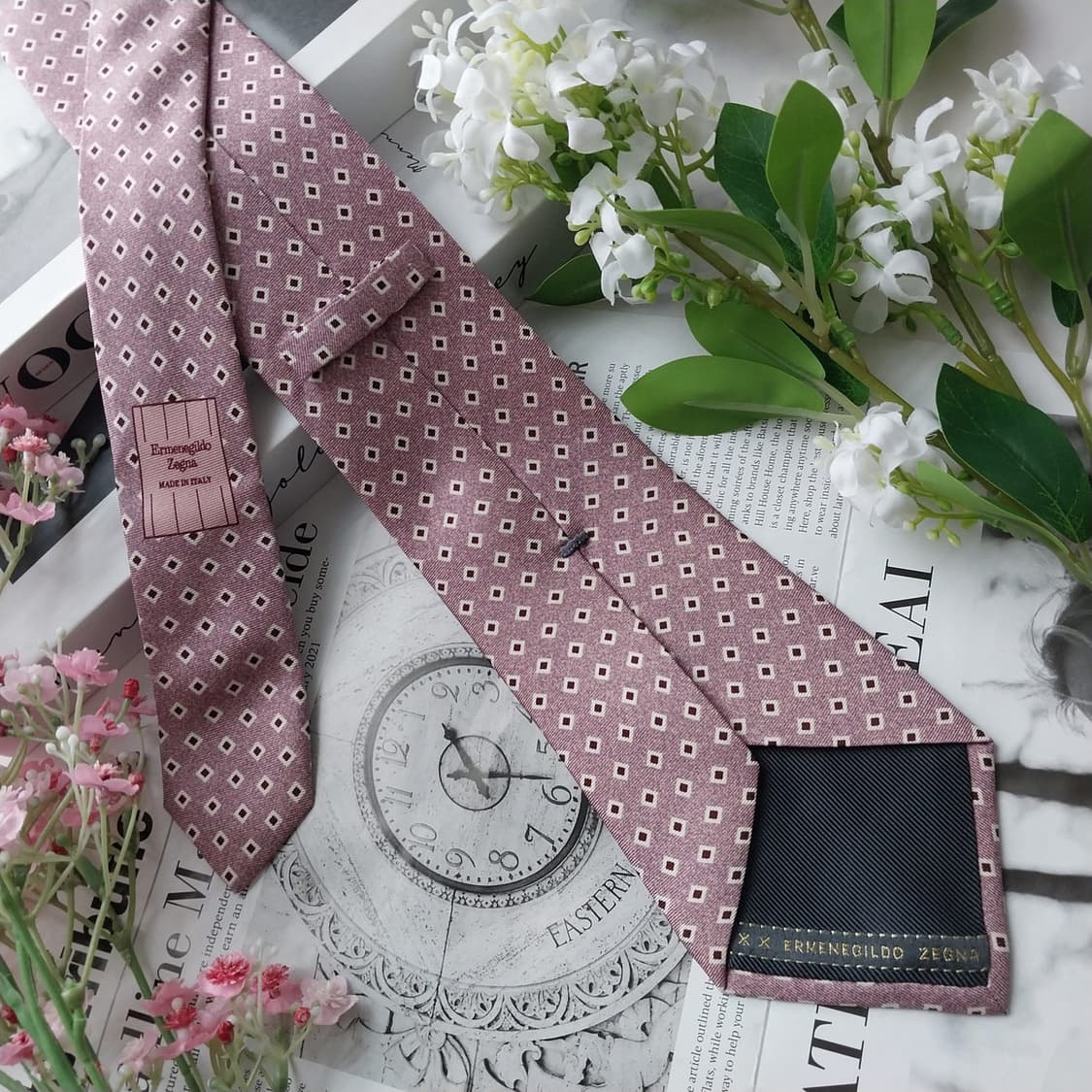 에르메네질도 제냐 실크 패턴 넥타이 8.9cm A+등급 K2179 상품이미지5