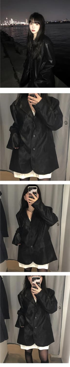 애니원모어 마인 레더 블레이저 자켓 상품이미지2