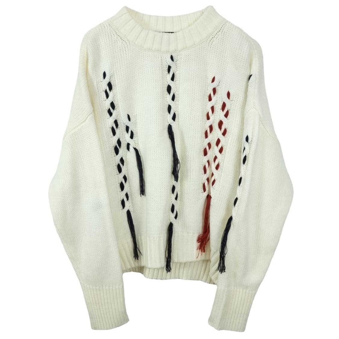 [도나카란뉴욕] 레이스 포인트 오버핏 크루넥 니트 아이보리 M19131 상품이미지2