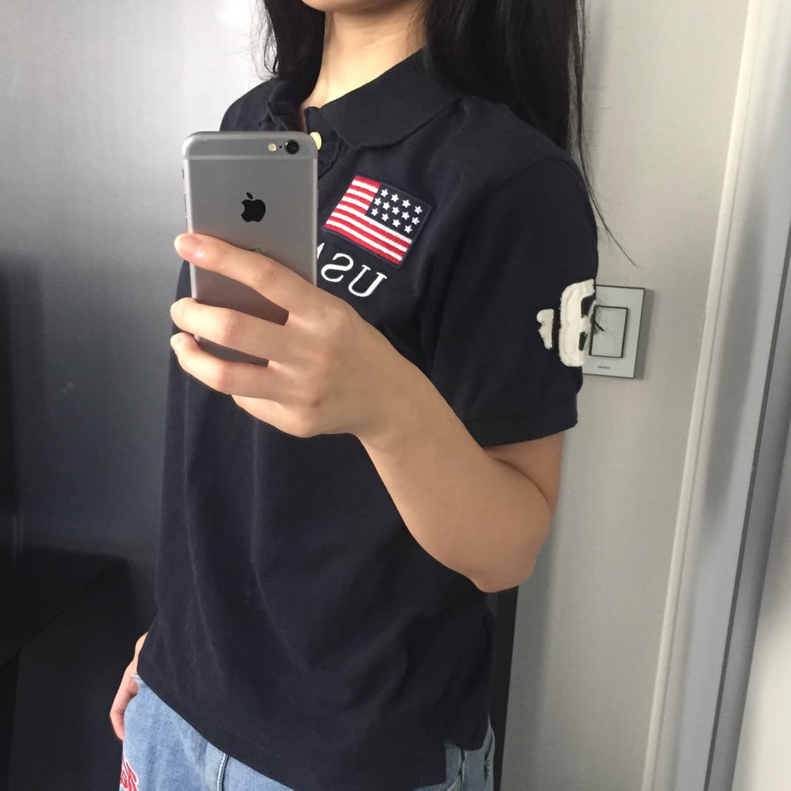 Abercrombie usa 패치 네이비 카라 반팔티 상품이미지1