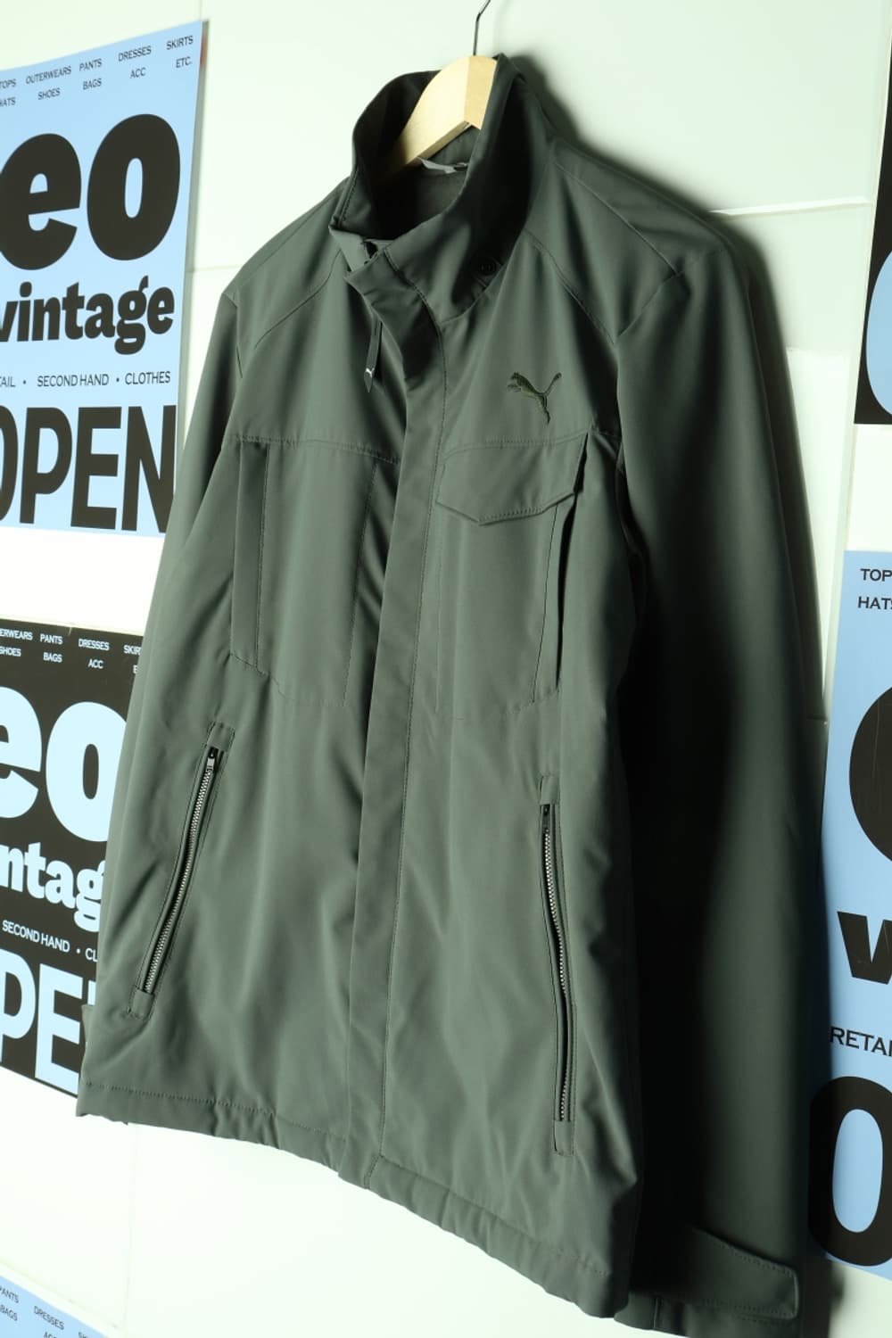 (L-XL) 퓨마 집업 바람막이 점퍼자켓 투포켓 카키 밀덕-H31275 상품이미지1