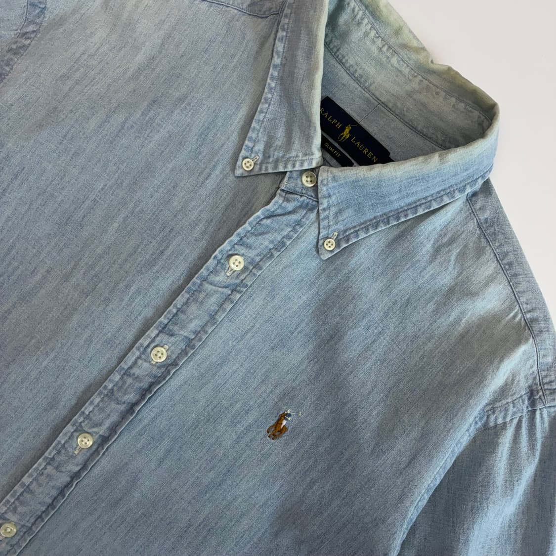 Polo   폴로 랄프로렌 자수 코튼 슬림핏 샴브레이 셔츠 상품이미지3