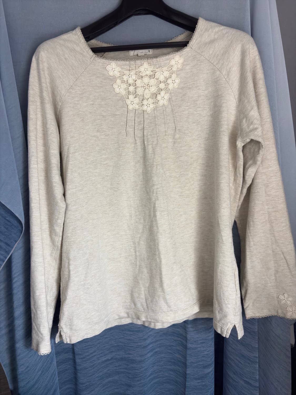 빈티지 레이스 오트밀 7부 티셔츠 상품이미지1
