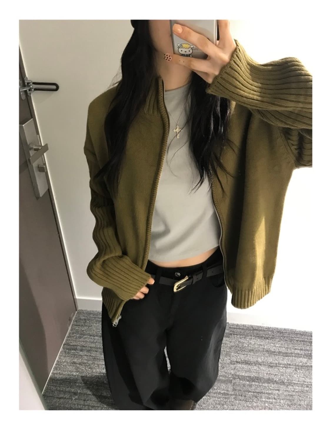 슬래시 풀 니트집업 블랙 상품이미지3