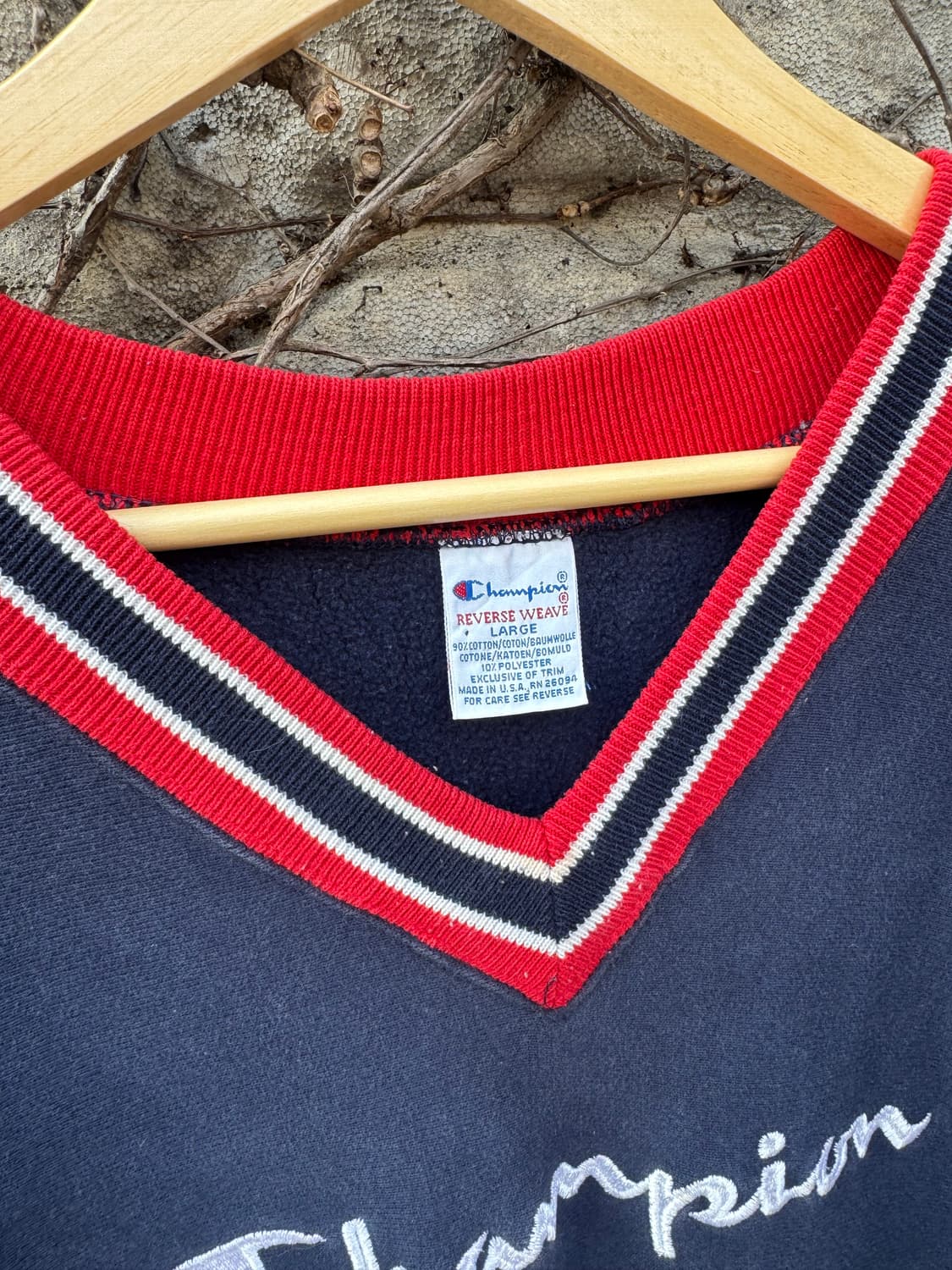 90s 챔피온 usa 빈티지 v-neck 리버스위브 스웻 셔츠 맨투맨 상품이미지5