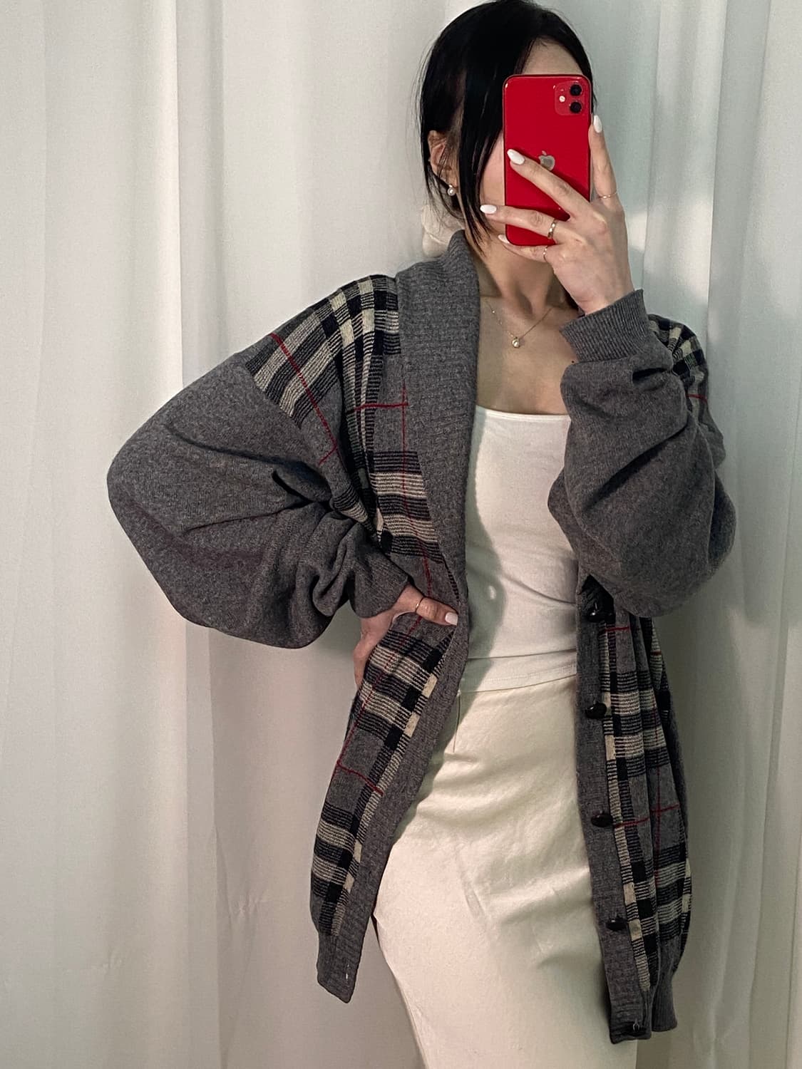 버버리 전체노바체크 그레이 가디건 상품이미지2