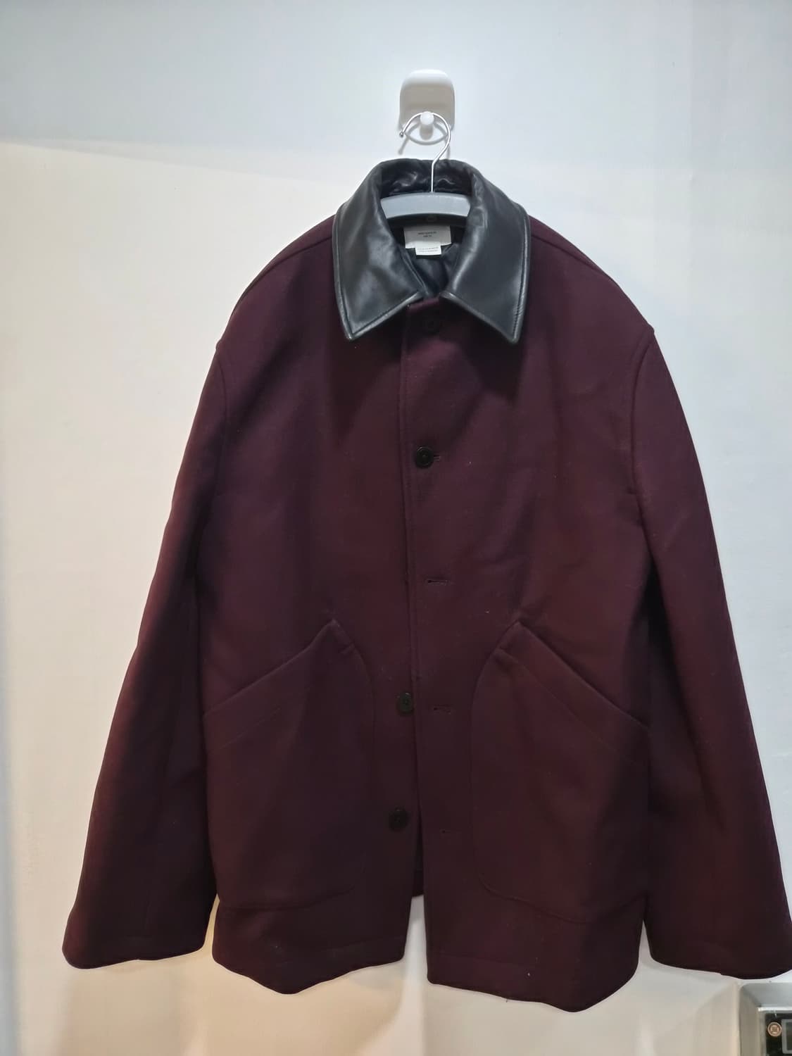 M) ZARA 자라 울 코트 콘트라스팅 칼라 버건디 팝니다 상품이미지1