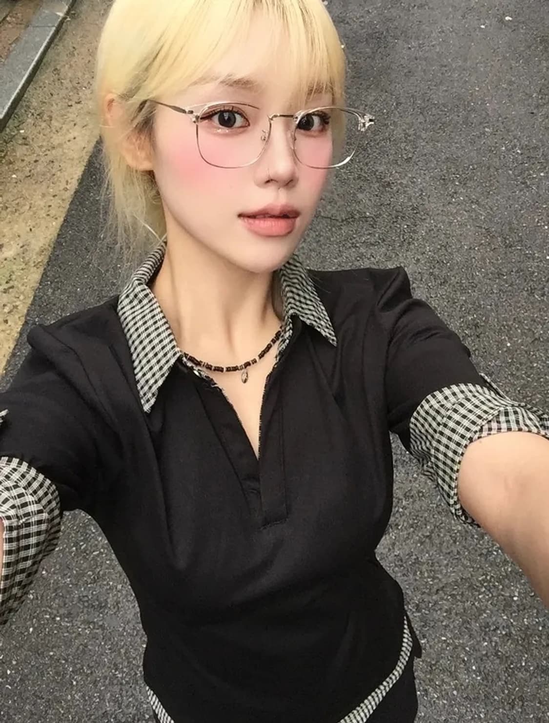mademoisell 체크 슬림 셔츠 상품이미지3