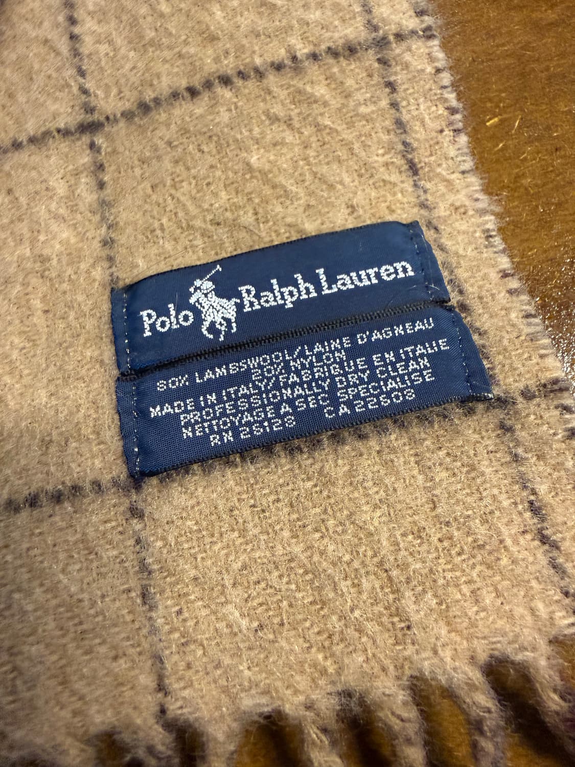 폴로 랄프로렌 POLO RALPH LAUREN 윈도우 체크 머플러 베이지 상품이미지3