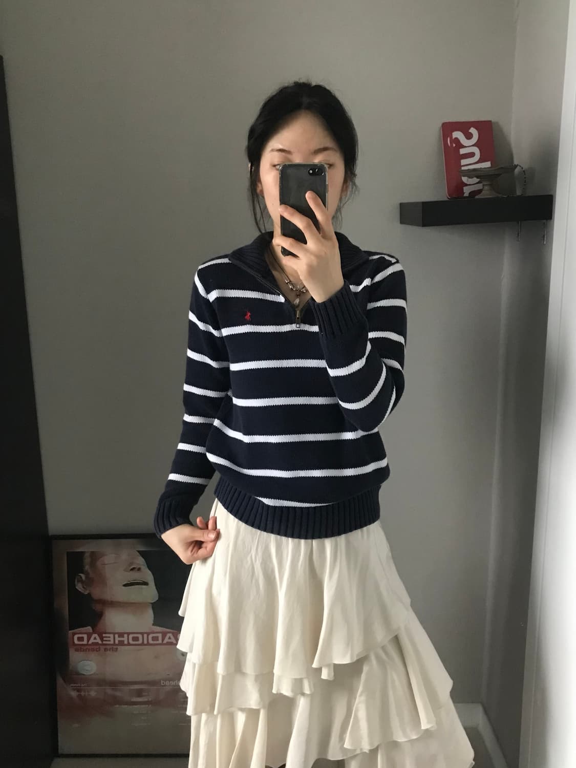 폴로 랄프로렌 포니 로고 스트라이프 반집업 니트 상품이미지2