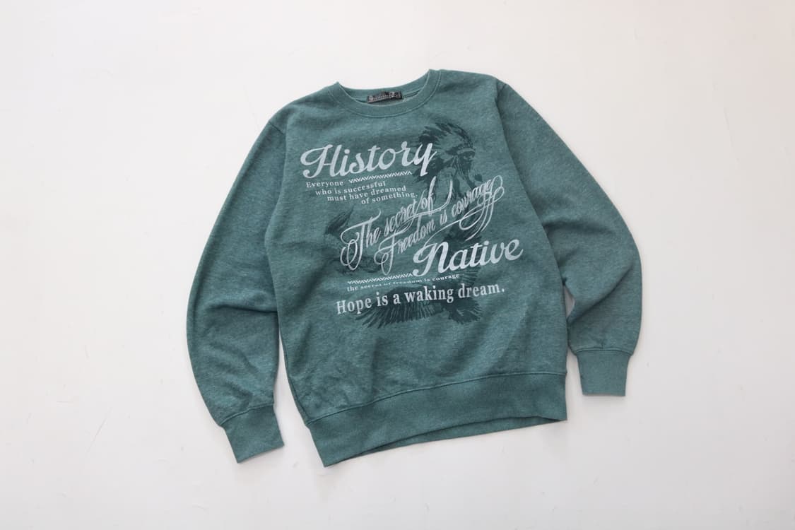 빈티지 네이티브 그래픽 멜란지 그린 스웻셔츠 상품이미지2