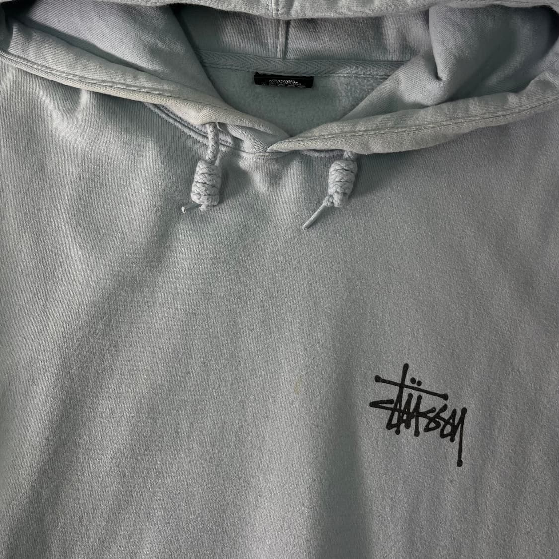 105 스투시 베이직 피그먼트 다이드 라이트블루 후드티 상품이미지3