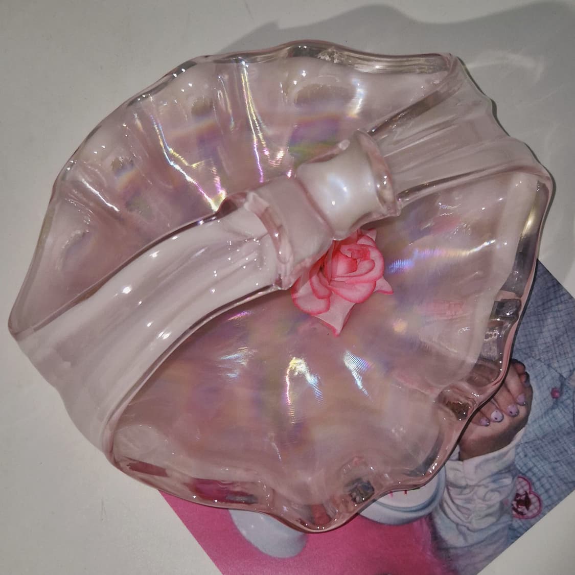 80s 쿠라타 핸드블로운 핑크 셸 리본 바구니 상품이미지7