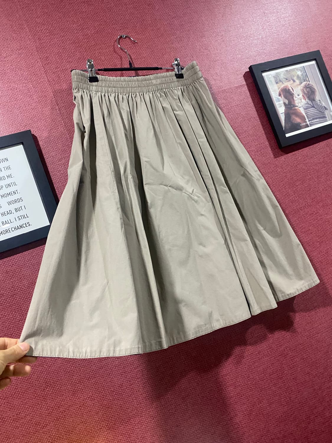 플레어 롱 스커트 (베이지, 네이비) 상품이미지3