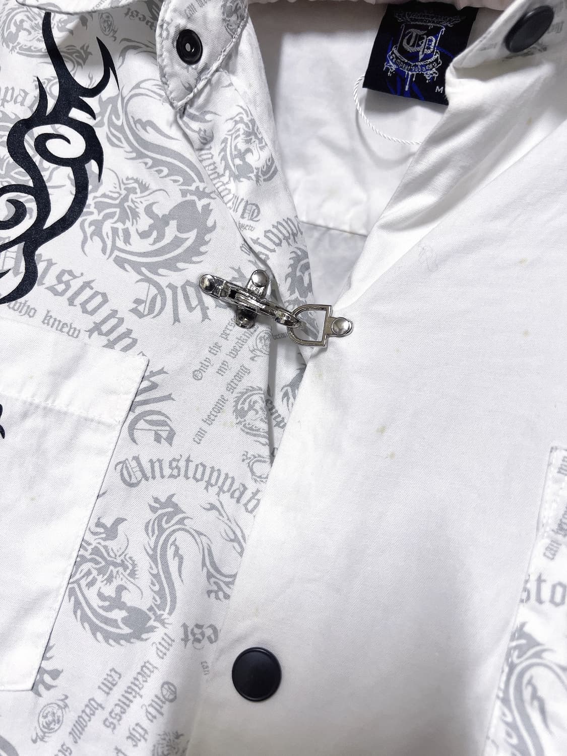 화이트 타투프린팅 오버핏 셔츠 고스펑크 emo 중성계 y2k 하라주쿠 상품이미지9