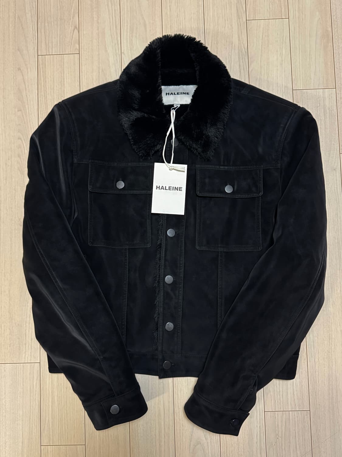 알렌느 벨루아 포우 퍼 트러커 자켓 블랙 상품이미지5