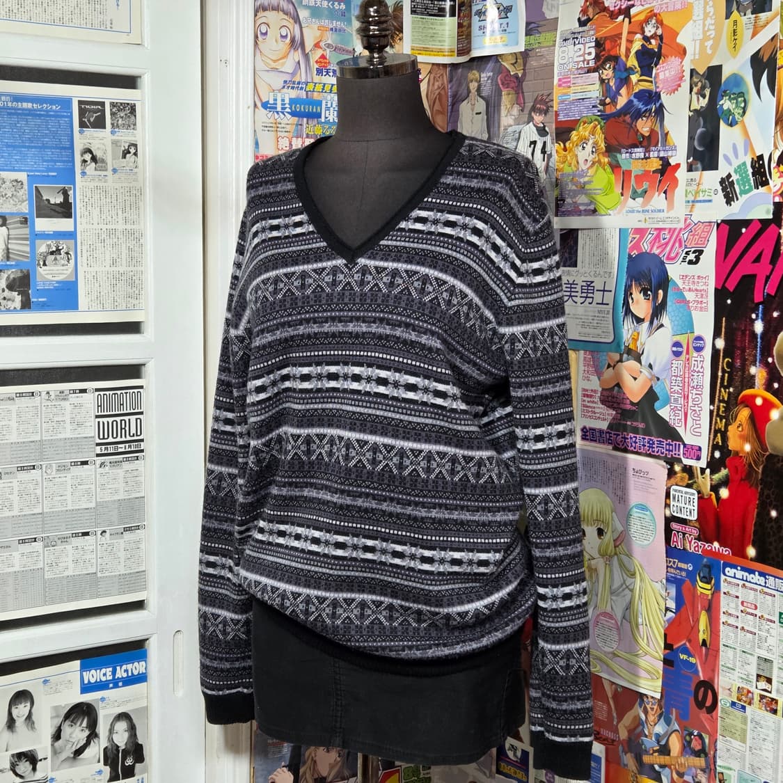 JPN 무슈 니콜 브이넥 페어 아일 패턴 니트 상품이미지1