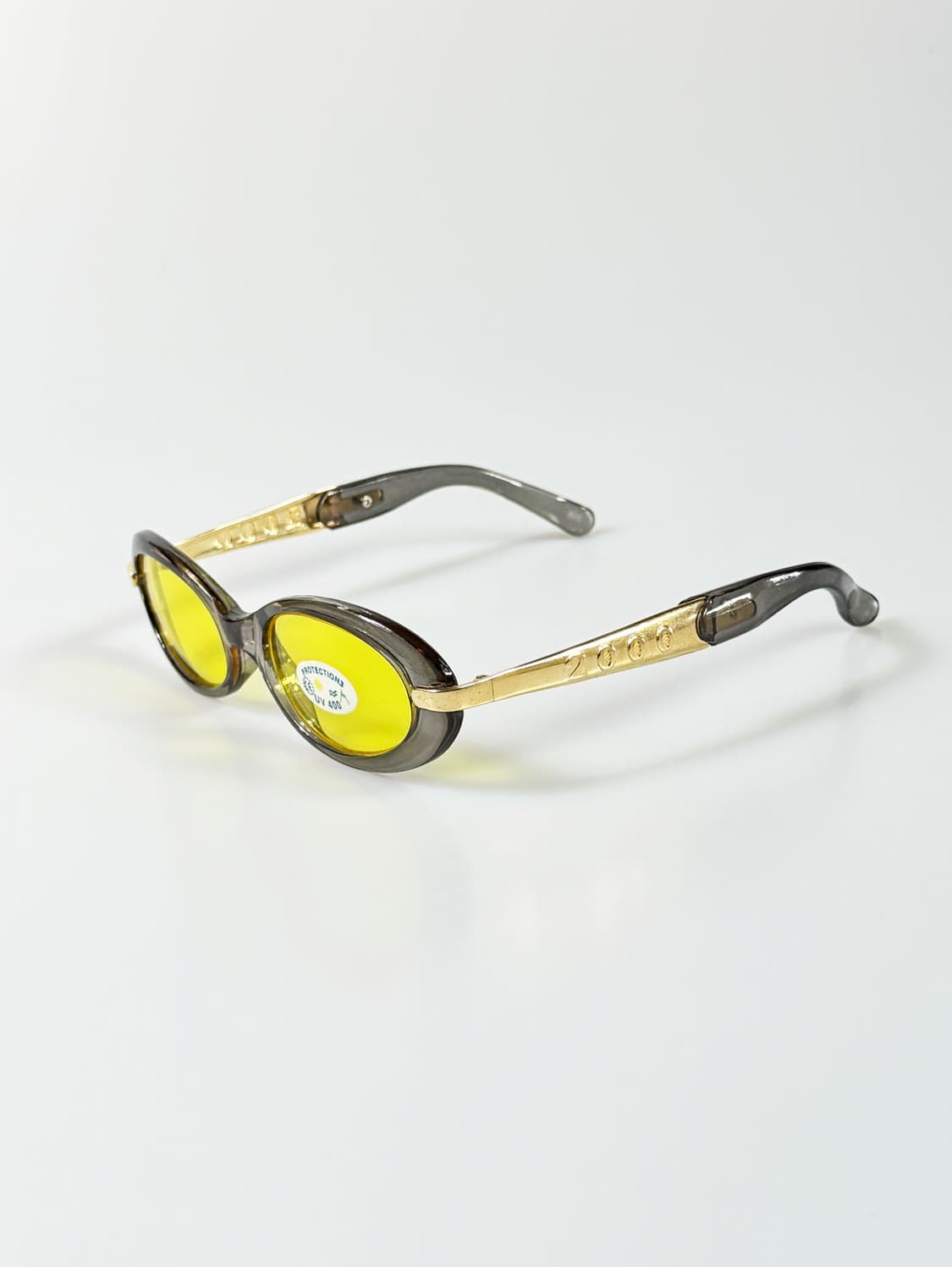 그레이 볼드 오벌 프레임 옐로우 틴트 빈티지 선글라스 상품이미지3