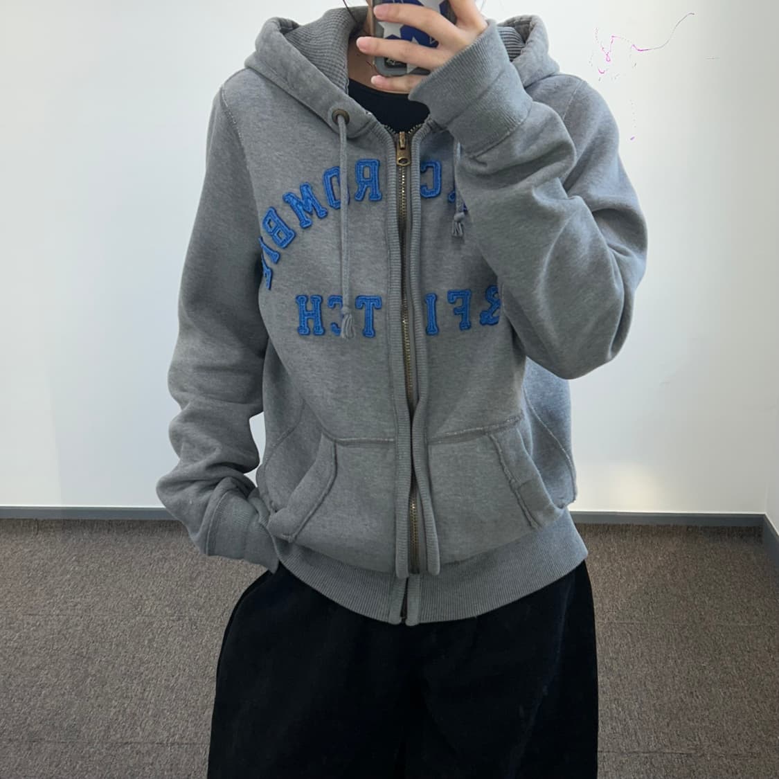 Abercrombie 아베크롬비 스펠아웃로고 그레이 후드집업 상품이미지1