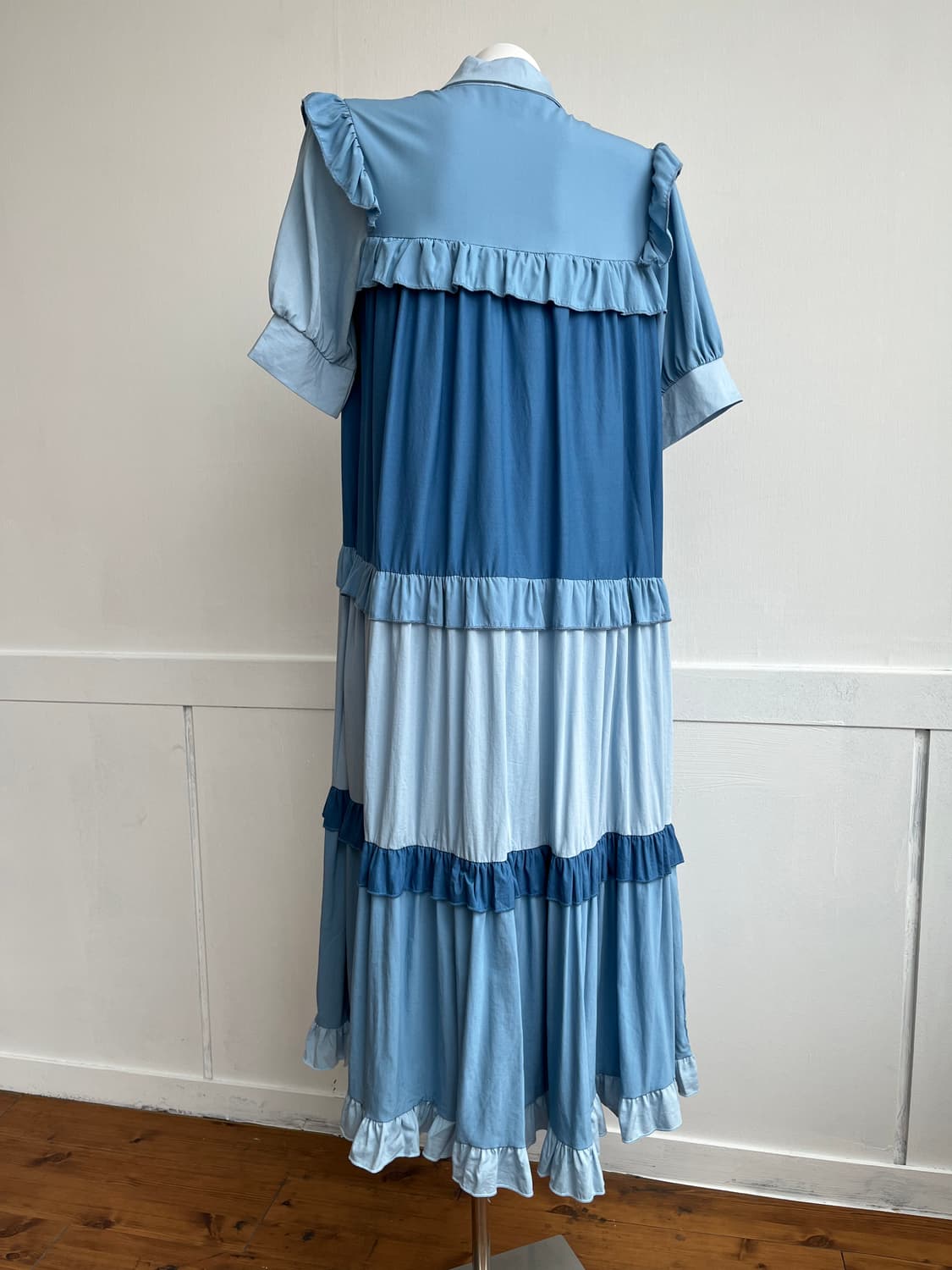 ciady baby 블루 프릴 롱 원피스 상품이미지5