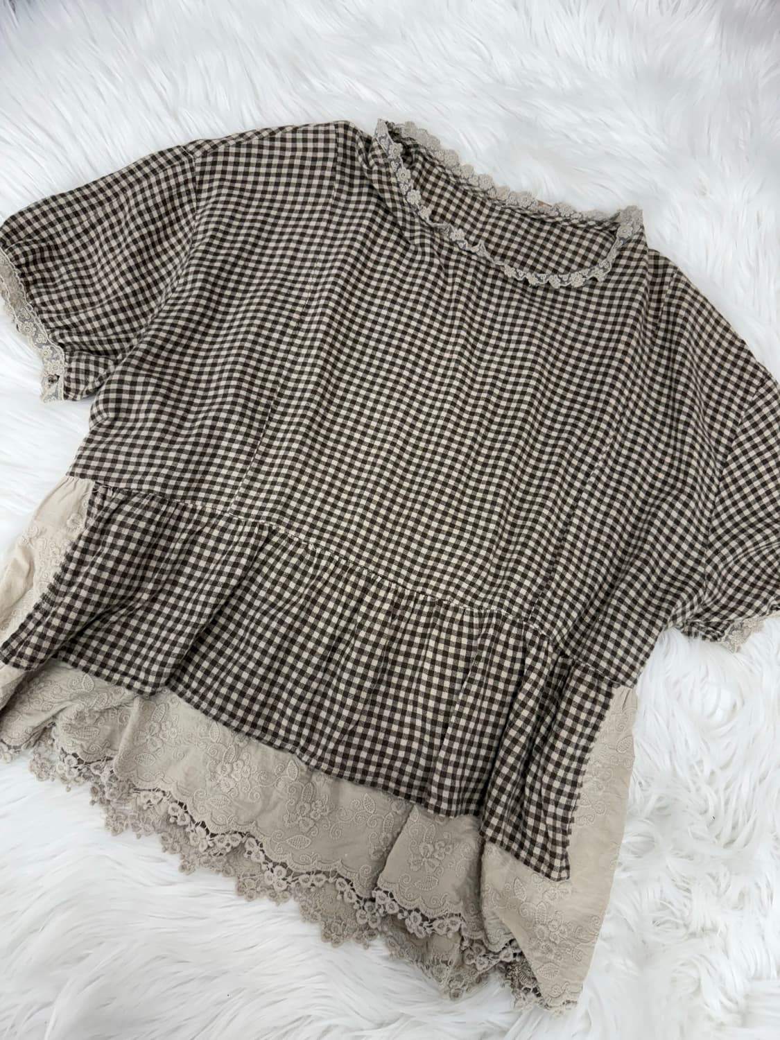Brown check pattern long sleeve 상품이미지3