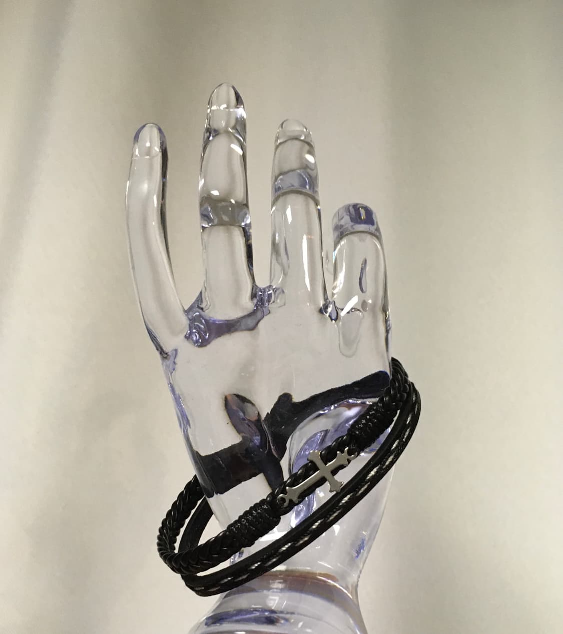 Vintage 핀터레스트 미니 십자가 크로스 두 줄 레더 꼬임 팔찌 상품이미지2