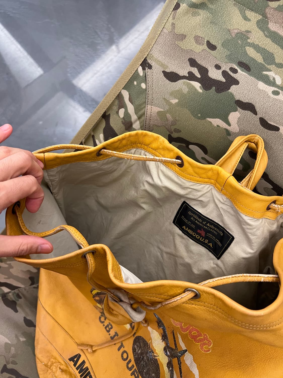 1990s AMECO 아메코 레더 밀리터리 더플백 럭색 백팩 상품이미지10