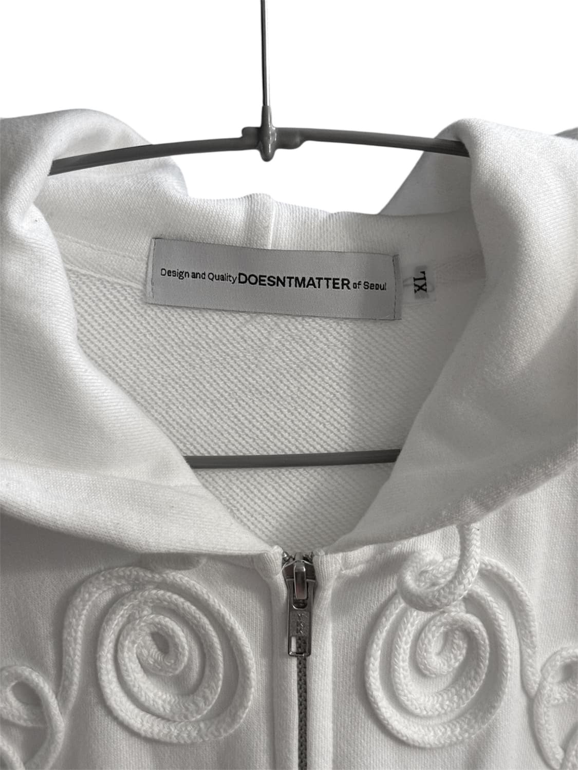 더즌매터 롱 스트링 후디 후드집업 화이트 XL 상품이미지5