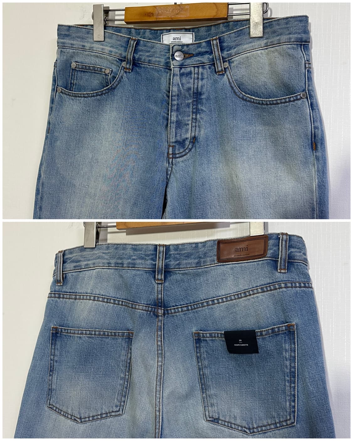 AMI 아미 백 가죽패치 청바지 데님 워싱 진 31(29) 연청 상품이미지1