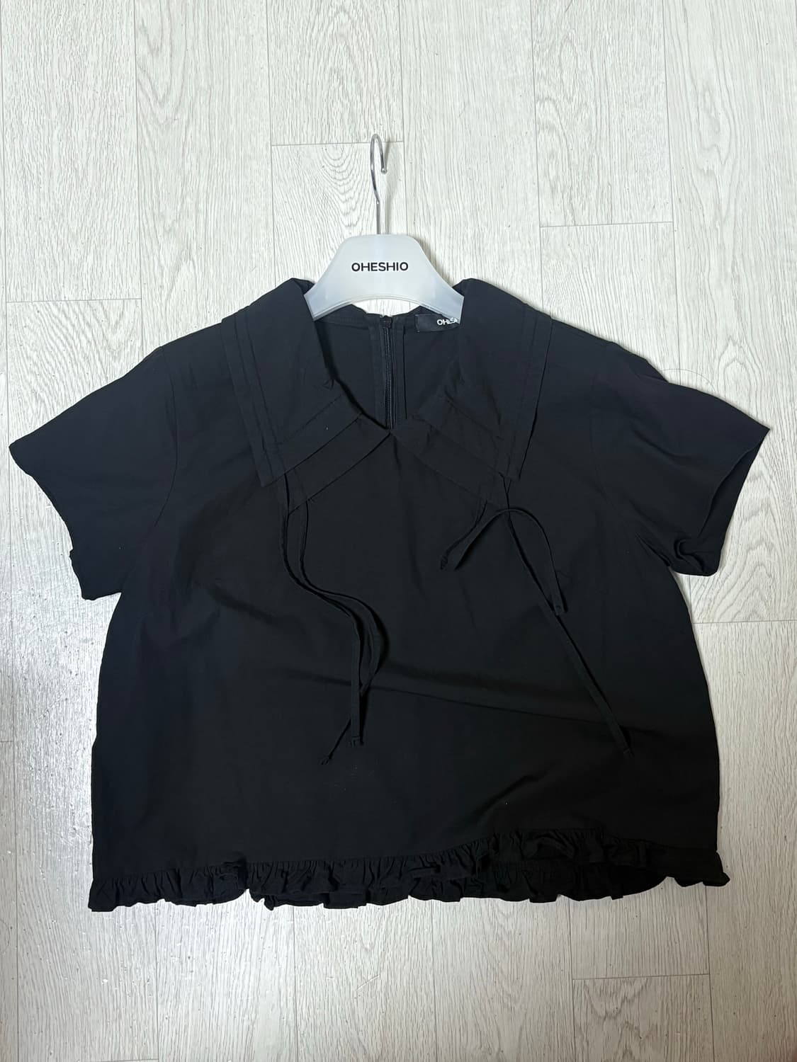 SAILOR COLLAR FRILL BLOUSE, BLACK 상품이미지3