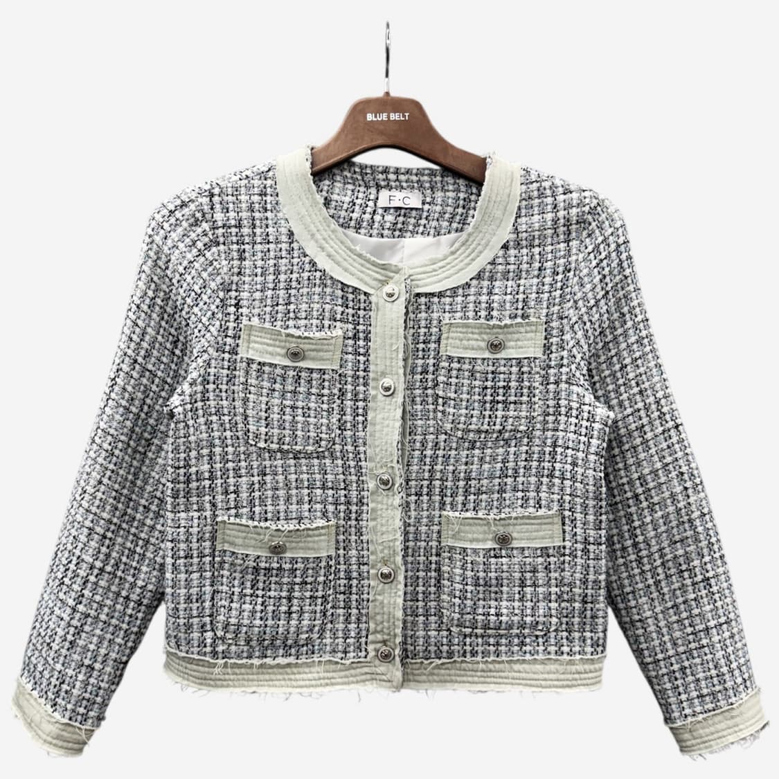 JPN VINTAGE 트위드 크롭자켓 멀티포켓 데님배색 컷오프 디테일 상품이미지1