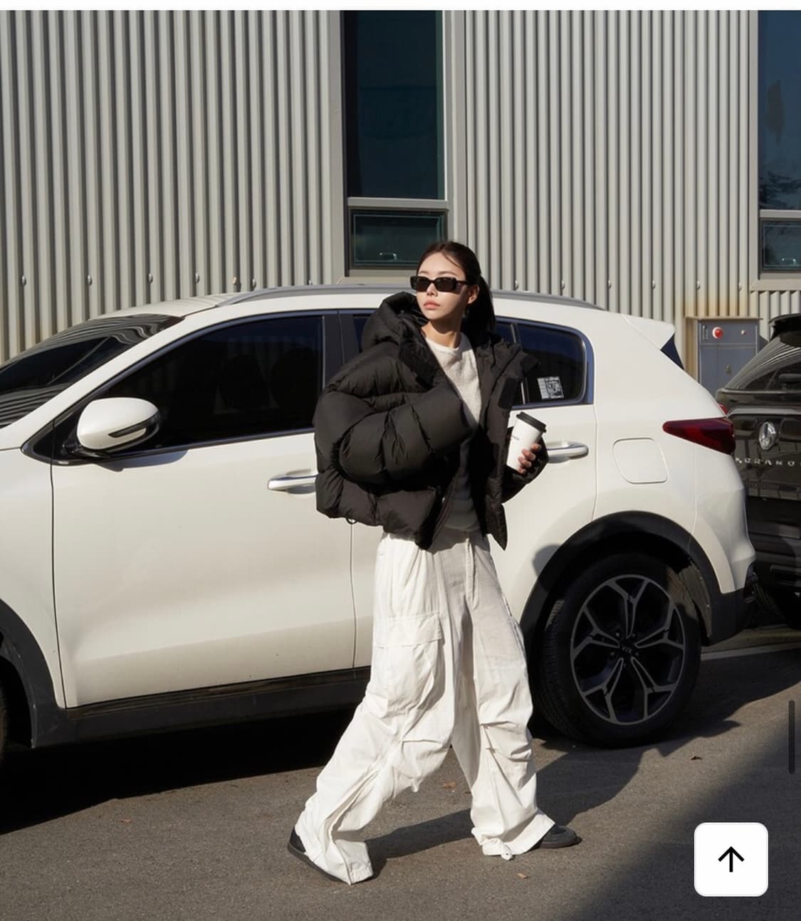 랑거 헤비 덕 다운 후디 패딩 점퍼 블랙 컬러 상품이미지4