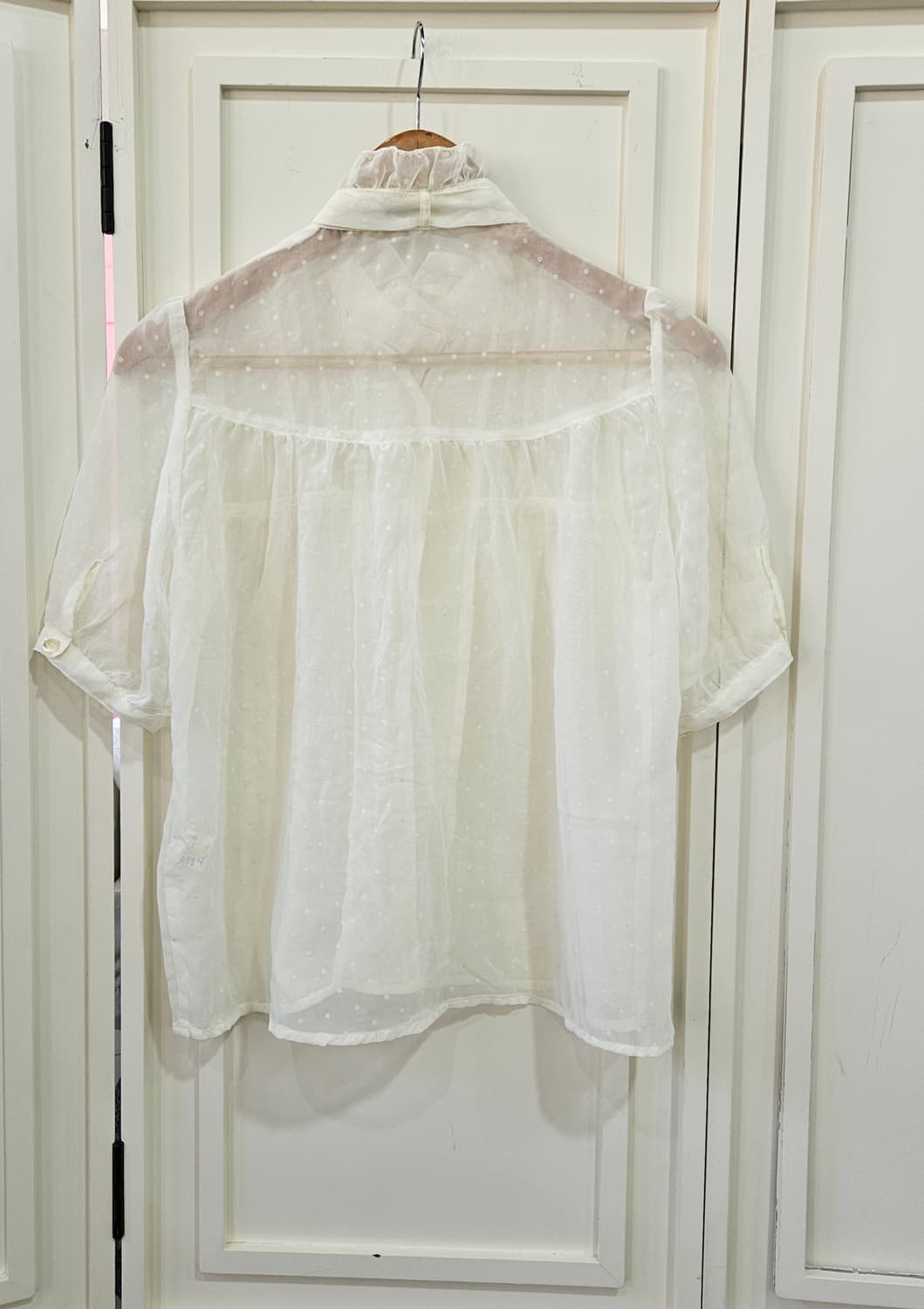 도트 시스루 리본 블라우스 상품이미지5