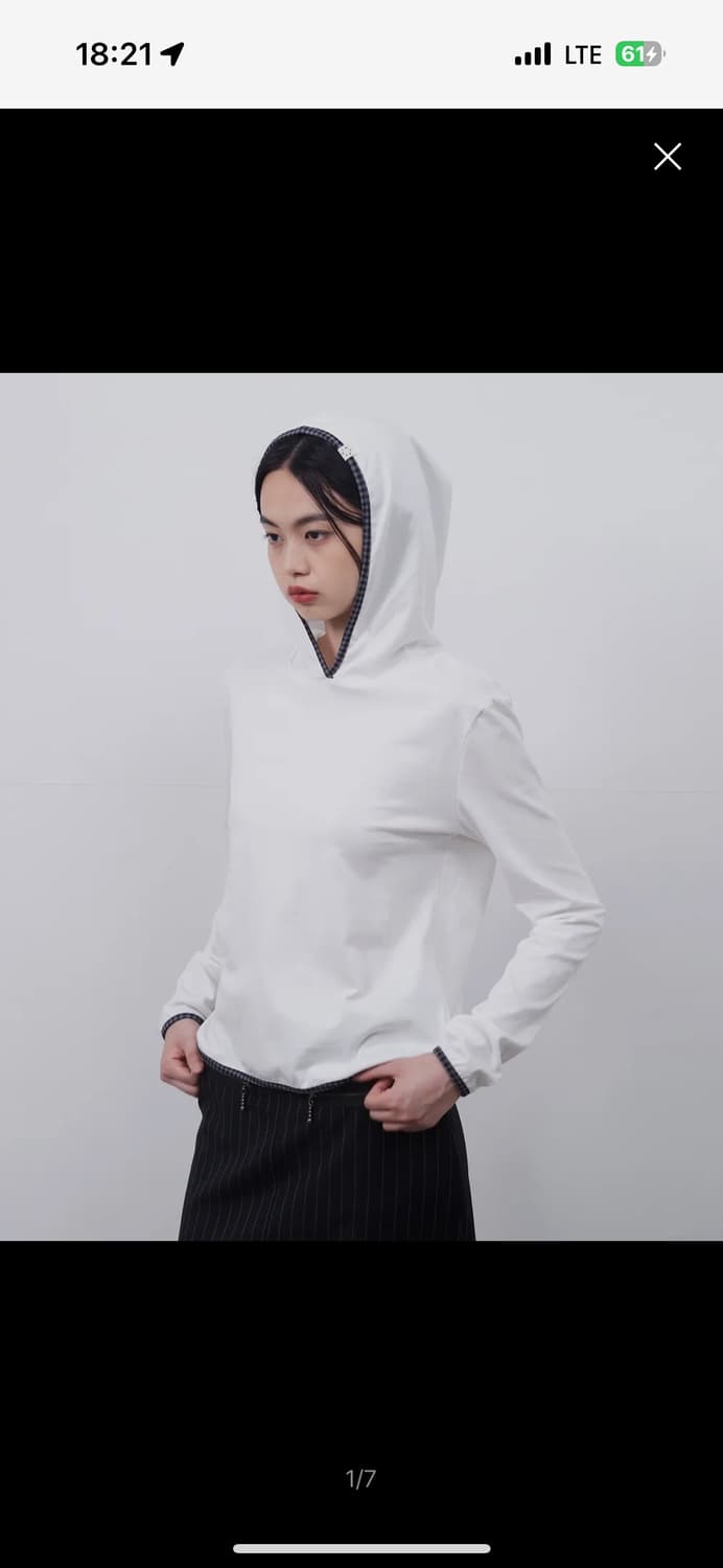 LONG HOODED T-SHIRT, IVORY 상품이미지1