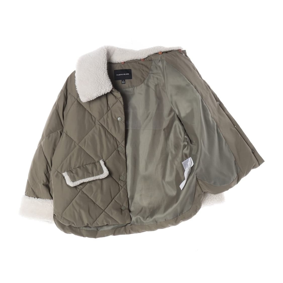 플라스틱아일랜드 퍼 카라 퀼팅 패딩 XS 상품이미지2