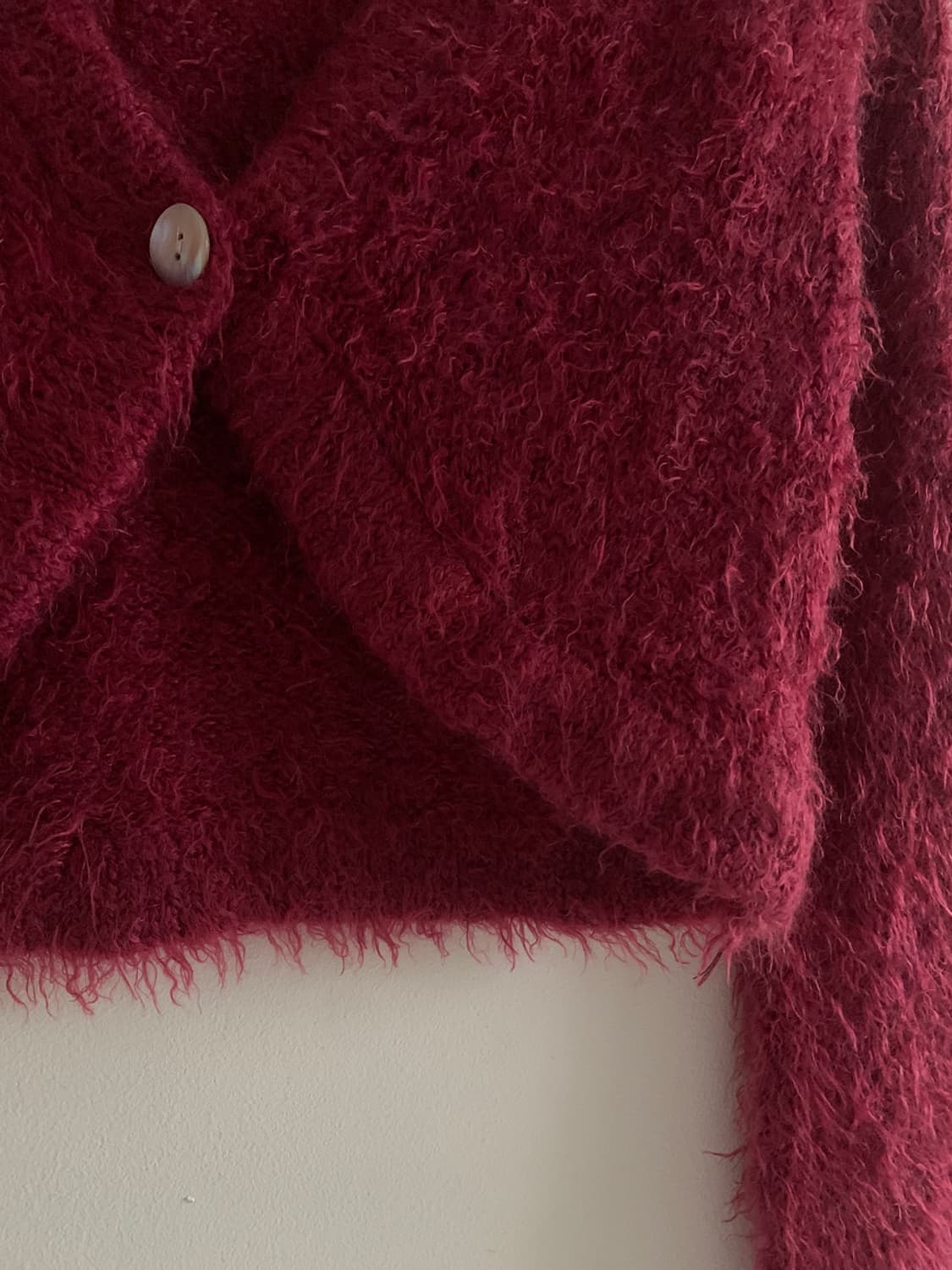 Fur One Button Crop Cardigan 상품이미지5