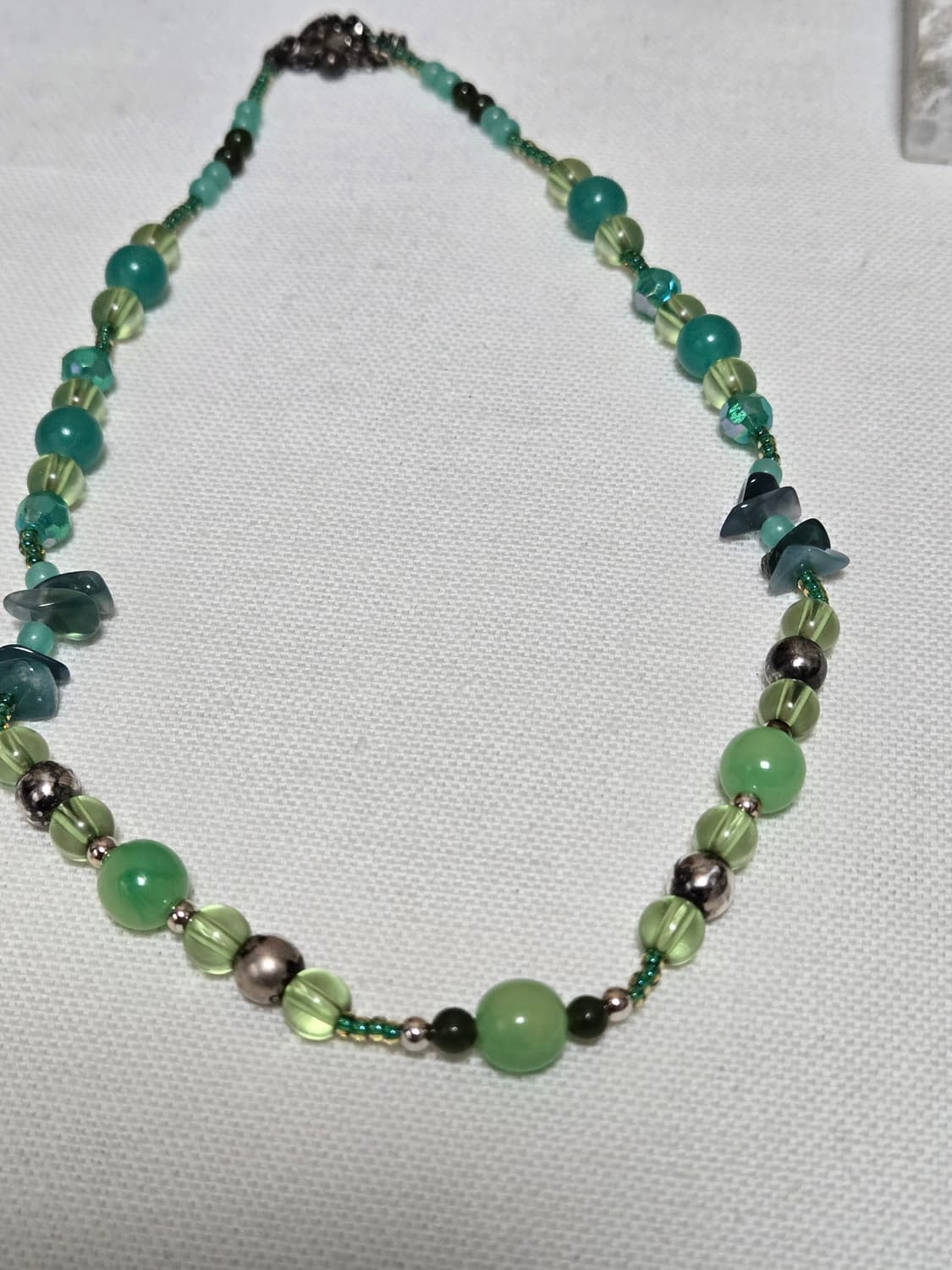 그린글래스비즈+실버925볼 목걸이 상품이미지2