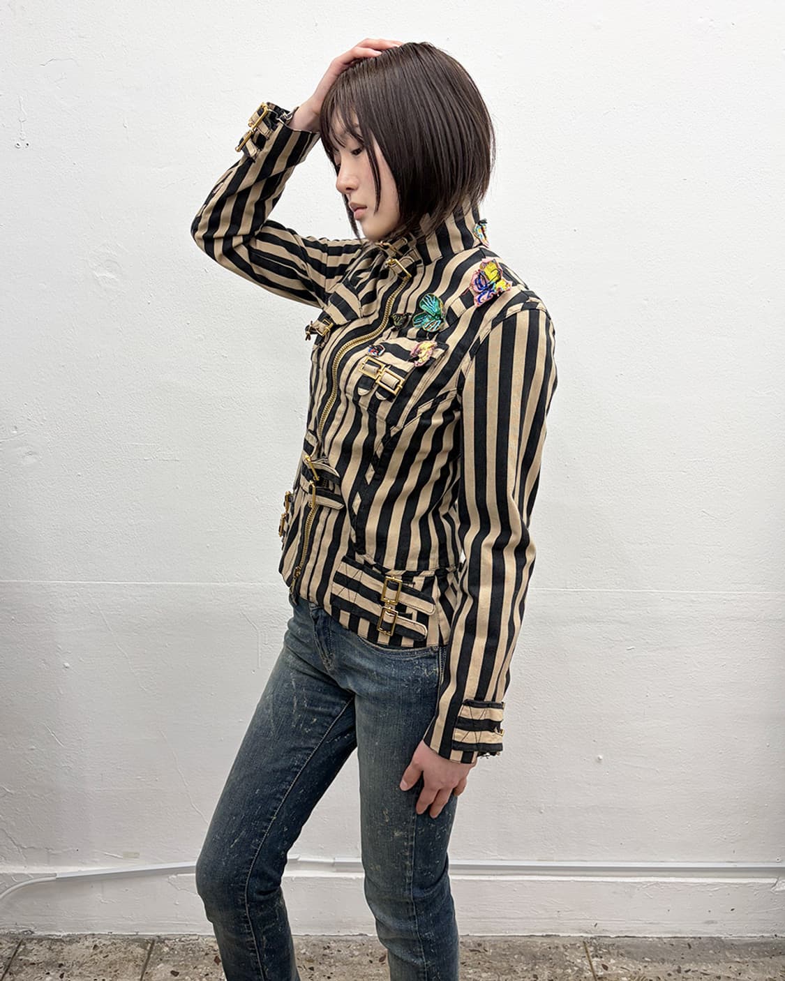 가에타노 나바라 2004S/S 스트라이프 아플리케 자켓 상품이미지5