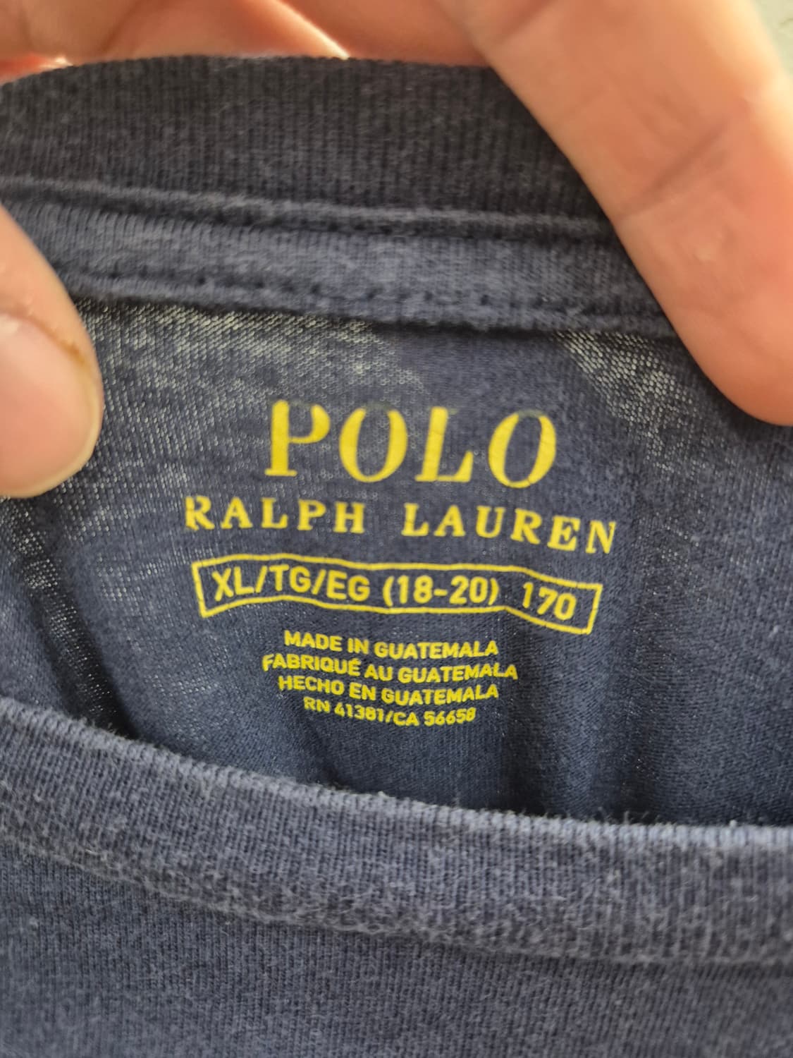 폴로 랄프로렌 네이비 반팔 흰색로고 티셔츠 XL 상품이미지5