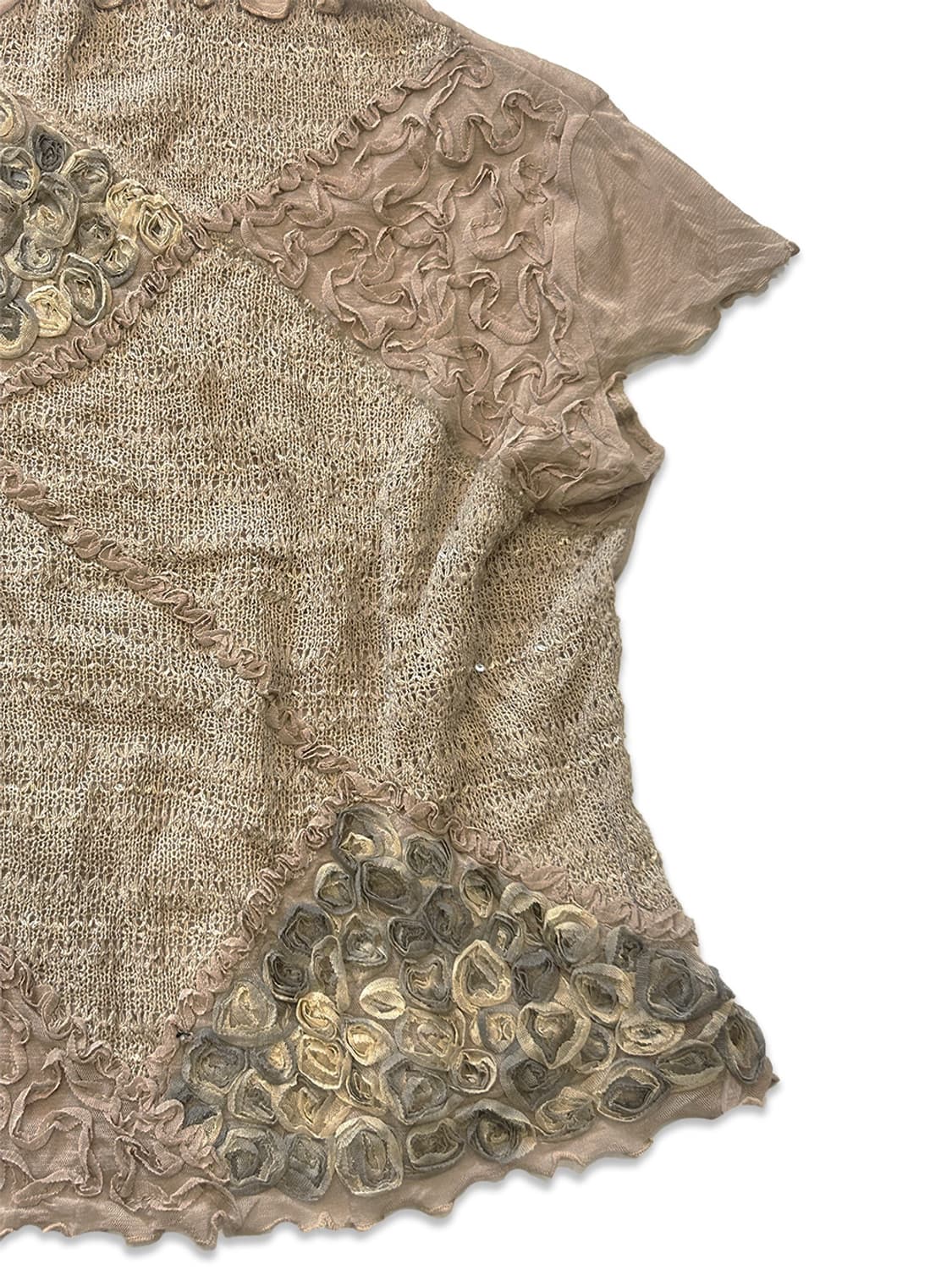 Textured mesh&smocked top   상품이미지3