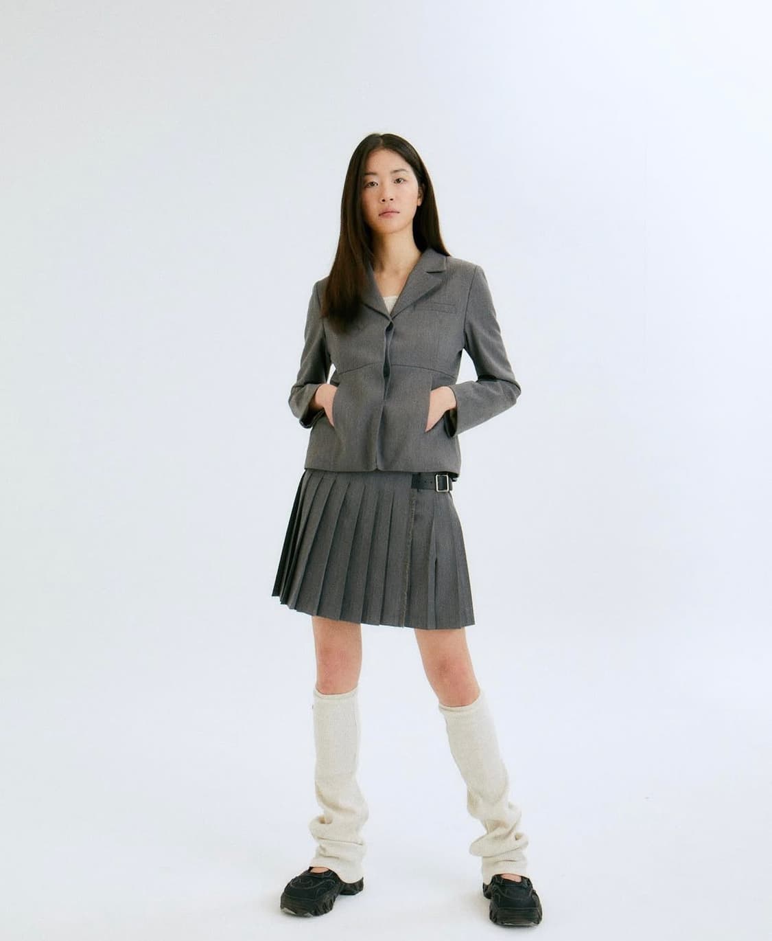 할로미늄 투 버튼 자켓 s 그레이 상품이미지3